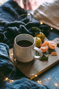 Coffee cup on table