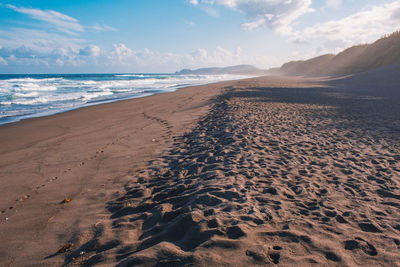 Scenic view of beach against sky