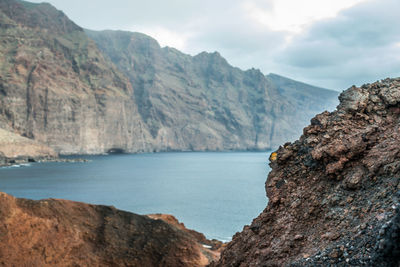 Scenic view of sea and mountains