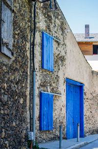 Blue window of old building