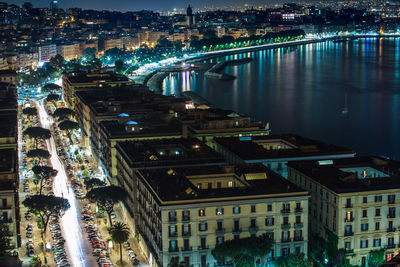 View of suspension bridge at night