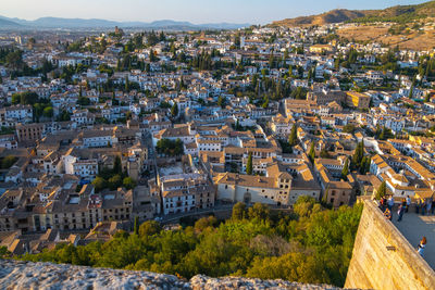 High angle view of townscape against sky