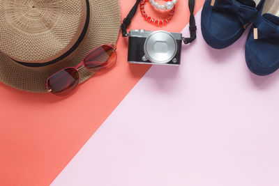 Directly above shot of various objects on table