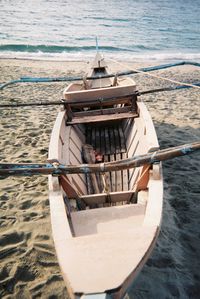 High angle view of boat on beach