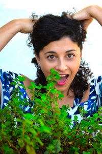 Portrait of young woman smiling