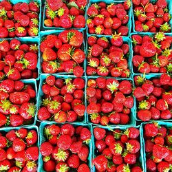 Full frame shot of strawberries in market