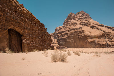 Sand and rock desert in wadi rum, jordan