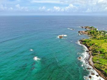 High angle view of sea against sky