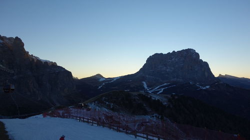 Scenic view of mountains against sky during winter