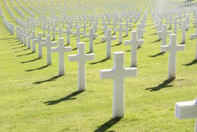 View of the white crosses in the war cemetery in florence italy
