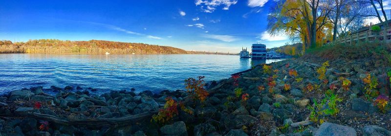 View of sea against blue sky