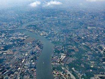 High angle view of buildings in city