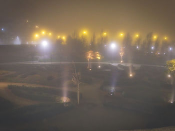 Illuminated lights at night