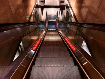 High angle view of escalator