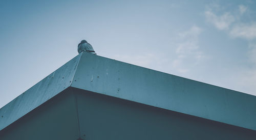 Low angle view of building against blue sky