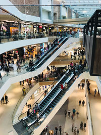 High angle view of people in shopping mall