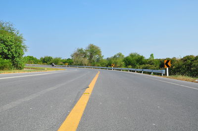 Surface level of road against clear sky