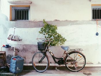 Bicycle against building