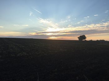 Scenic view of landscape against sky at sunset