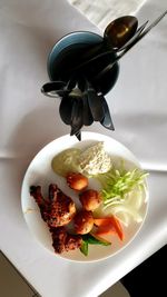 High angle view of meal served in plate