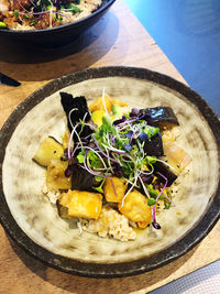 High angle view of meal served in plate