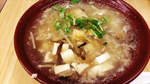 Close-up of soup in bowl