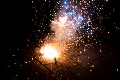 Firework display at night