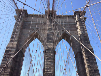 Low angle view of suspension bridge