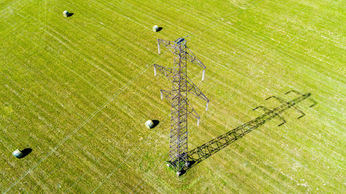 High angle view of green ball on field