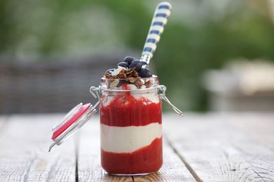 Close-up of sweet food in jar