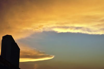 Low angle view of silhouette buildings against sky during sunset