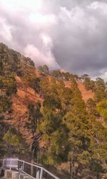 Scenic view of mountains against cloudy sky