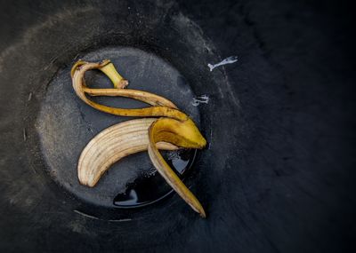 Close-up high angle view of banana on the ground