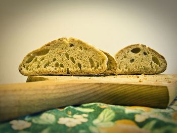 Close-up of bread on rock