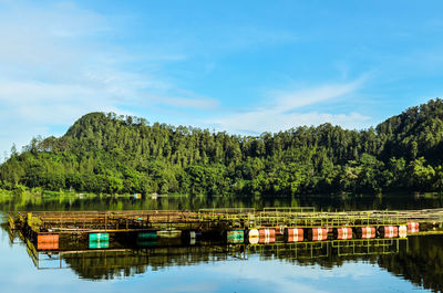 Scenic view of lake against sky