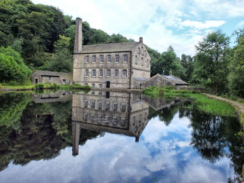 Reflection of building in water