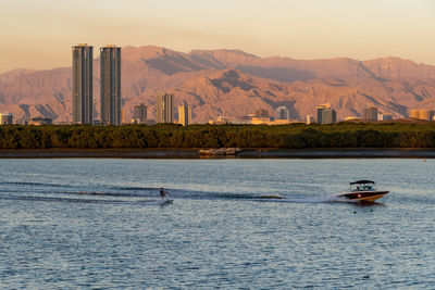 View of boats in sea