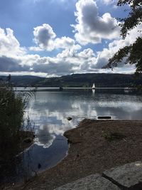 Scenic view of lake against sky