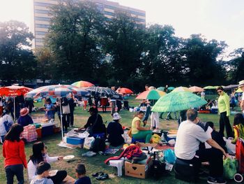 People at picnic in park