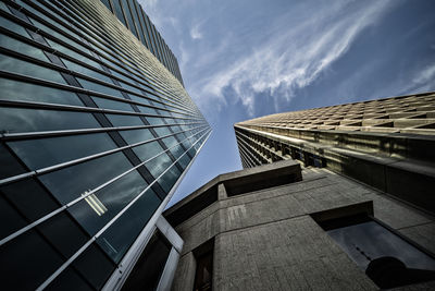 Low angle view of modern building against sky