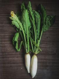 High angle view of vegetables on table