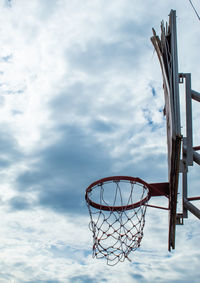 Low angle view of basketball hoop against sky