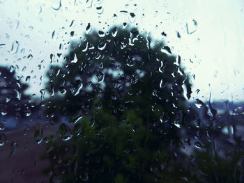 Full frame shot of raindrops on glass window