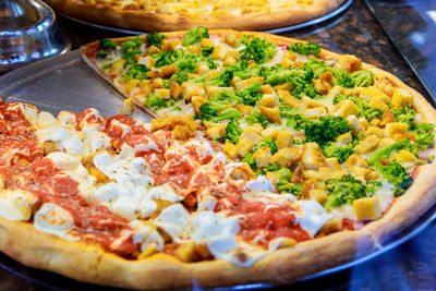 Close-up of pizza on table