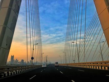 View of suspension bridge against sky