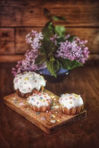 Close-up of ice cream on table