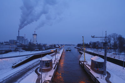 View of canal against sky