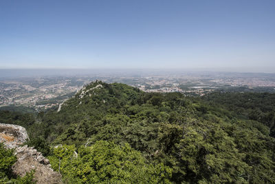 High angle view of landscape against clear sky