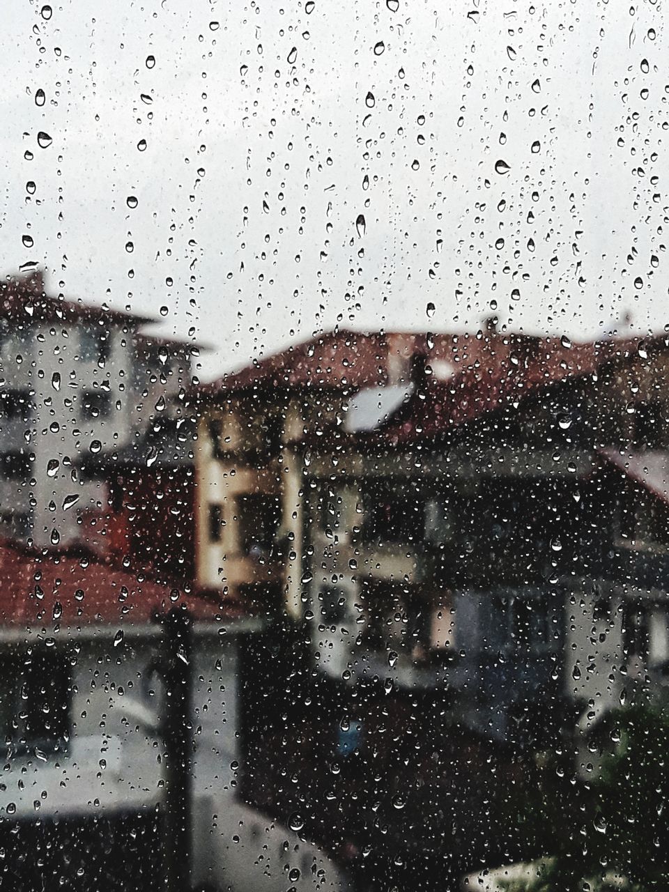 RAIN DROPS ON GLASS WINDOW