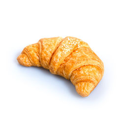 High angle view of bread against white background